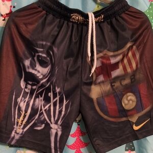 Nike Black and Gold FCB Skeleton Graphic Shorts